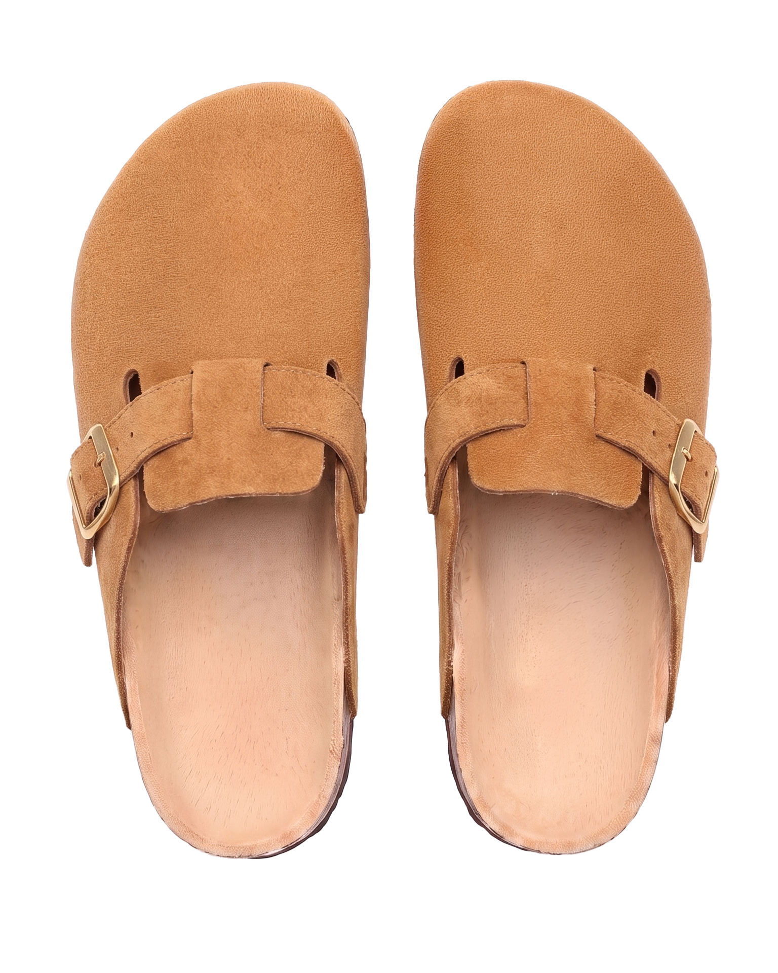 Mule Confort Suede coloris camel femme, vue de dessus