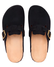 Mule Confort Suede coloris noir femme, vue de dessus