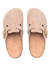 Mule Confort Suede coloris taupe femme, vue de dessus