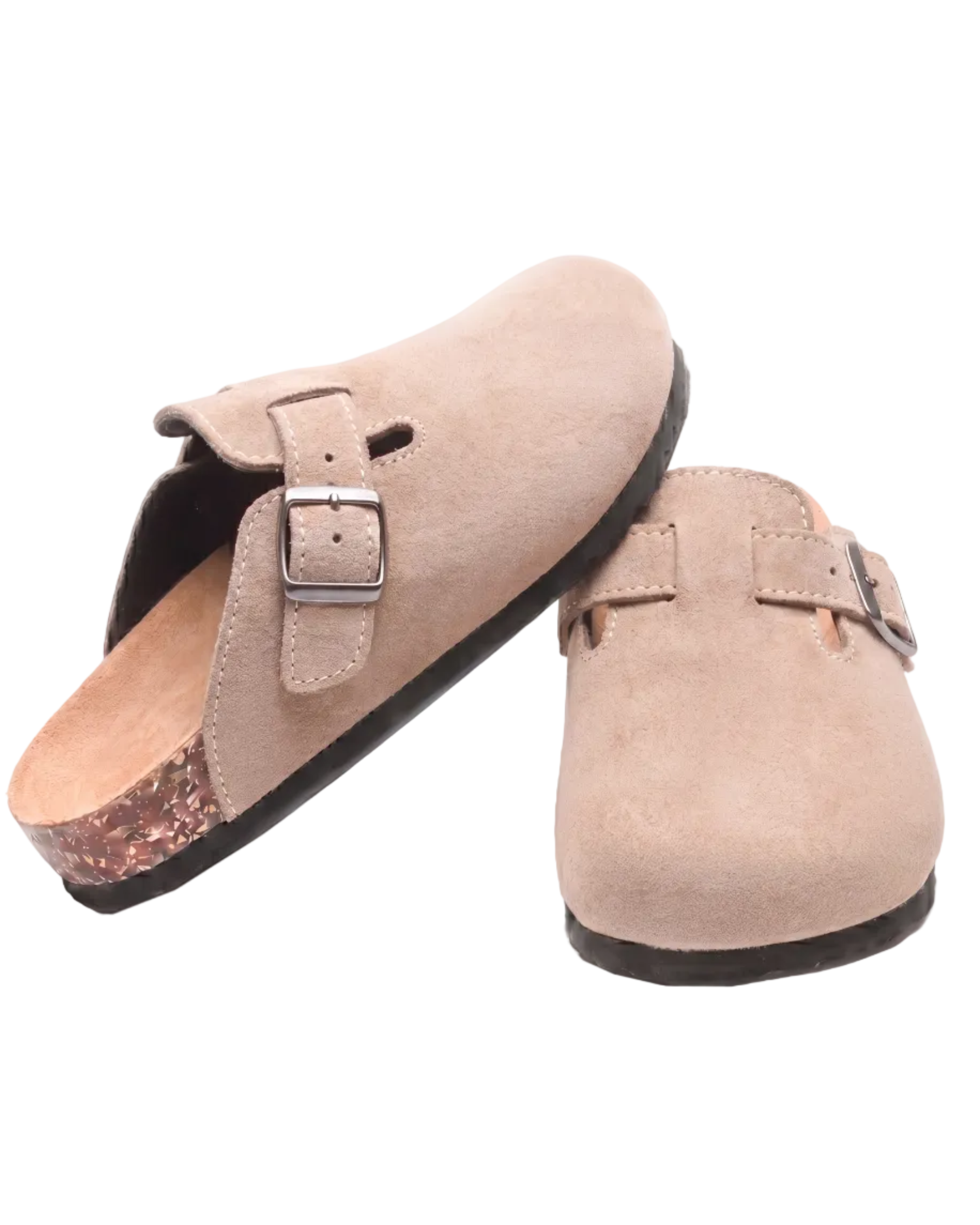 Mule Confort Suede coloris taupe homme, vue de paire
