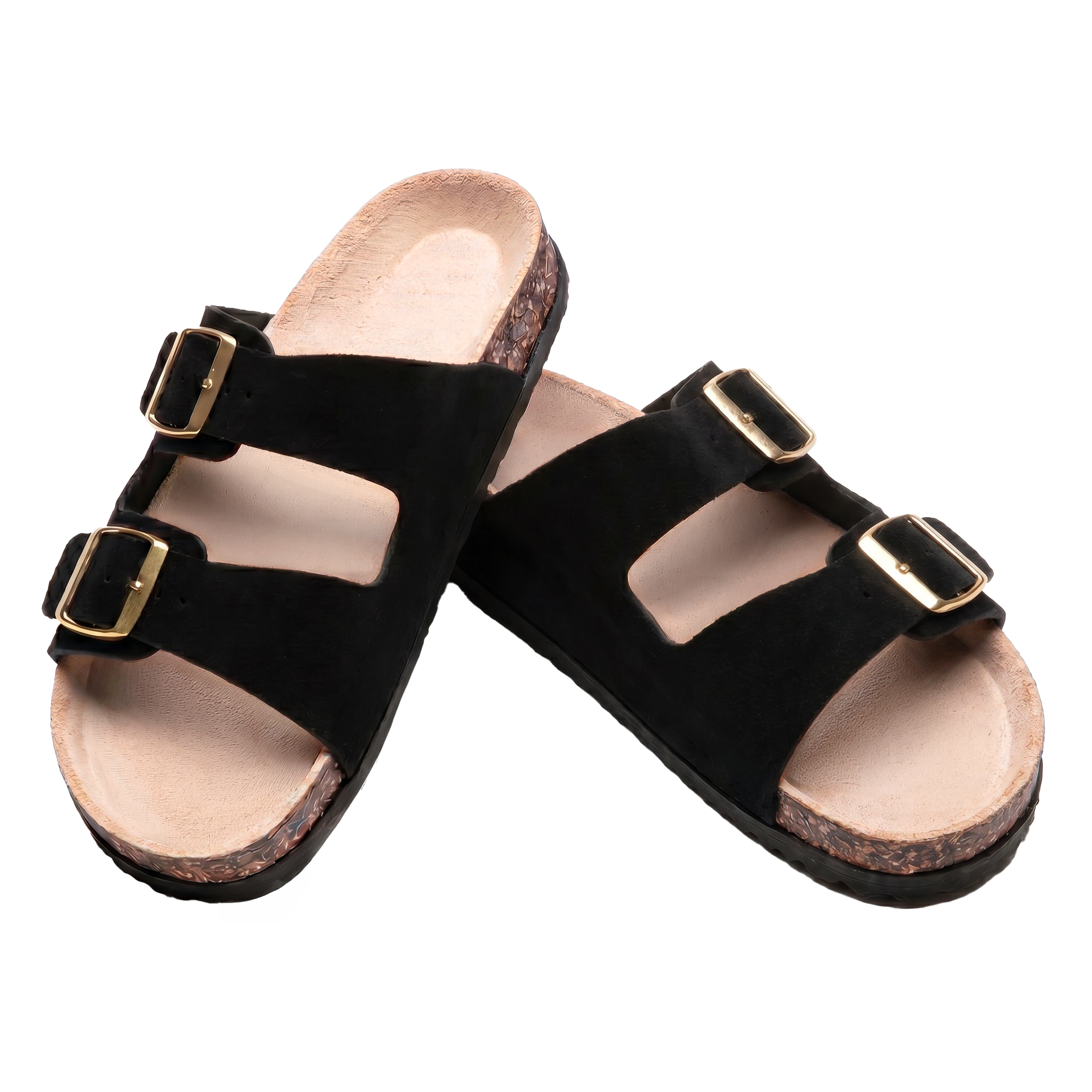 Sandales Confort Suede coloris noir femme, vue de dessus