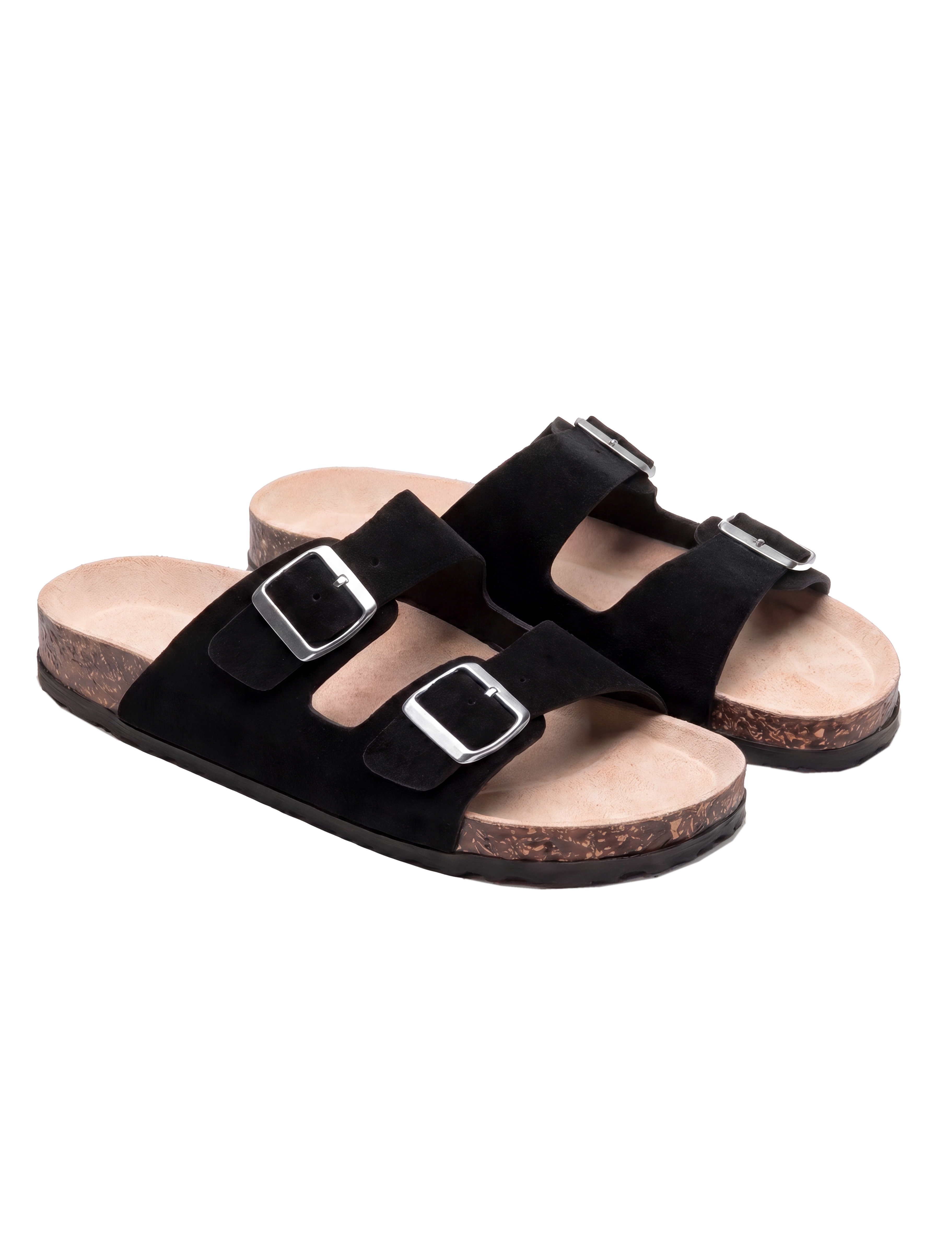 Sandales Confort Suede coloris noir homme, vue de dessus