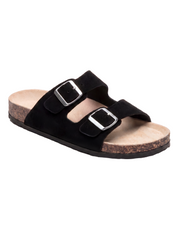 Sandales Confort Suede coloris noir homme, vue trois-quarts