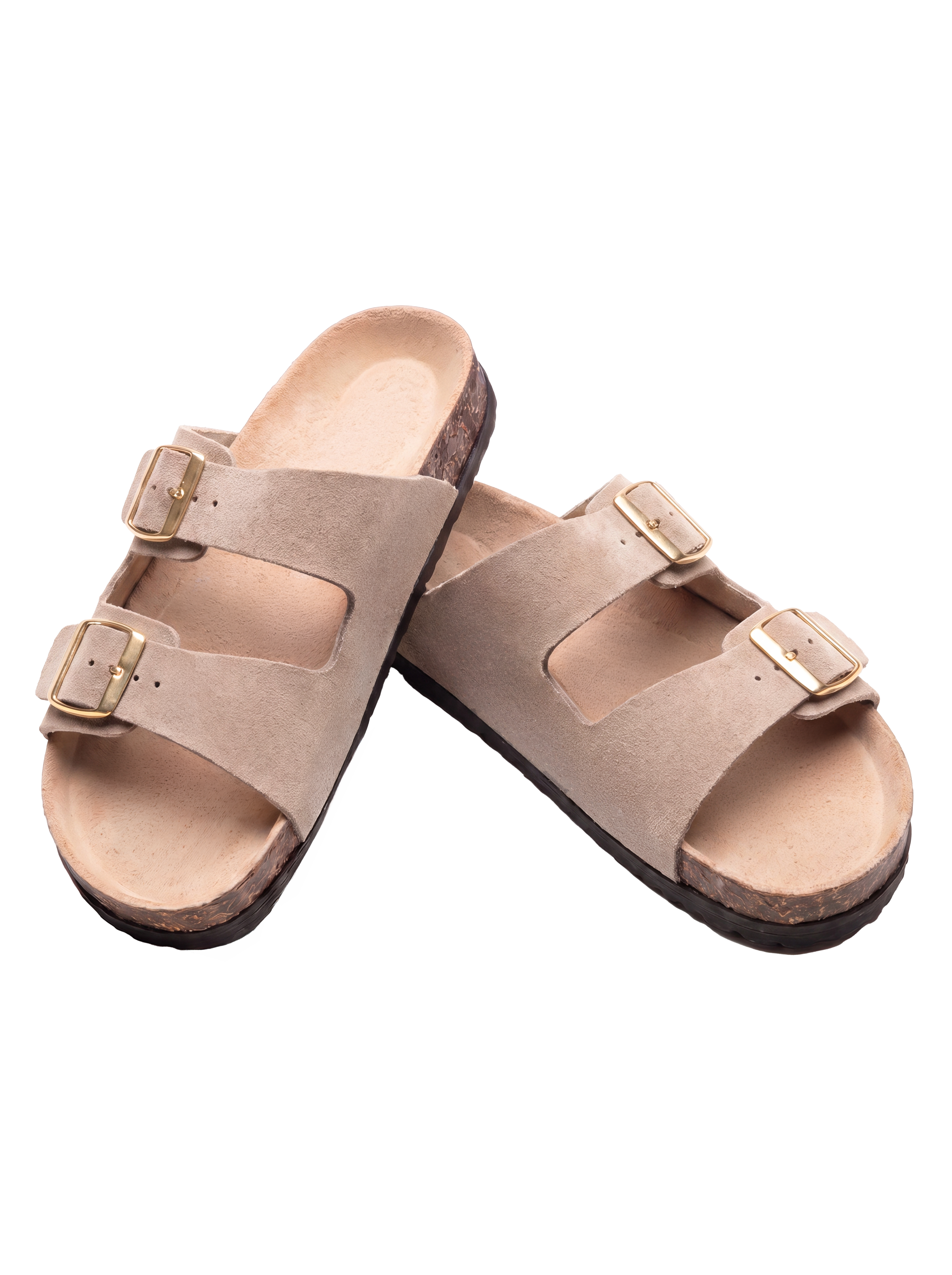 Sandales Confort Suede coloris taupe femme, vue de dessus
