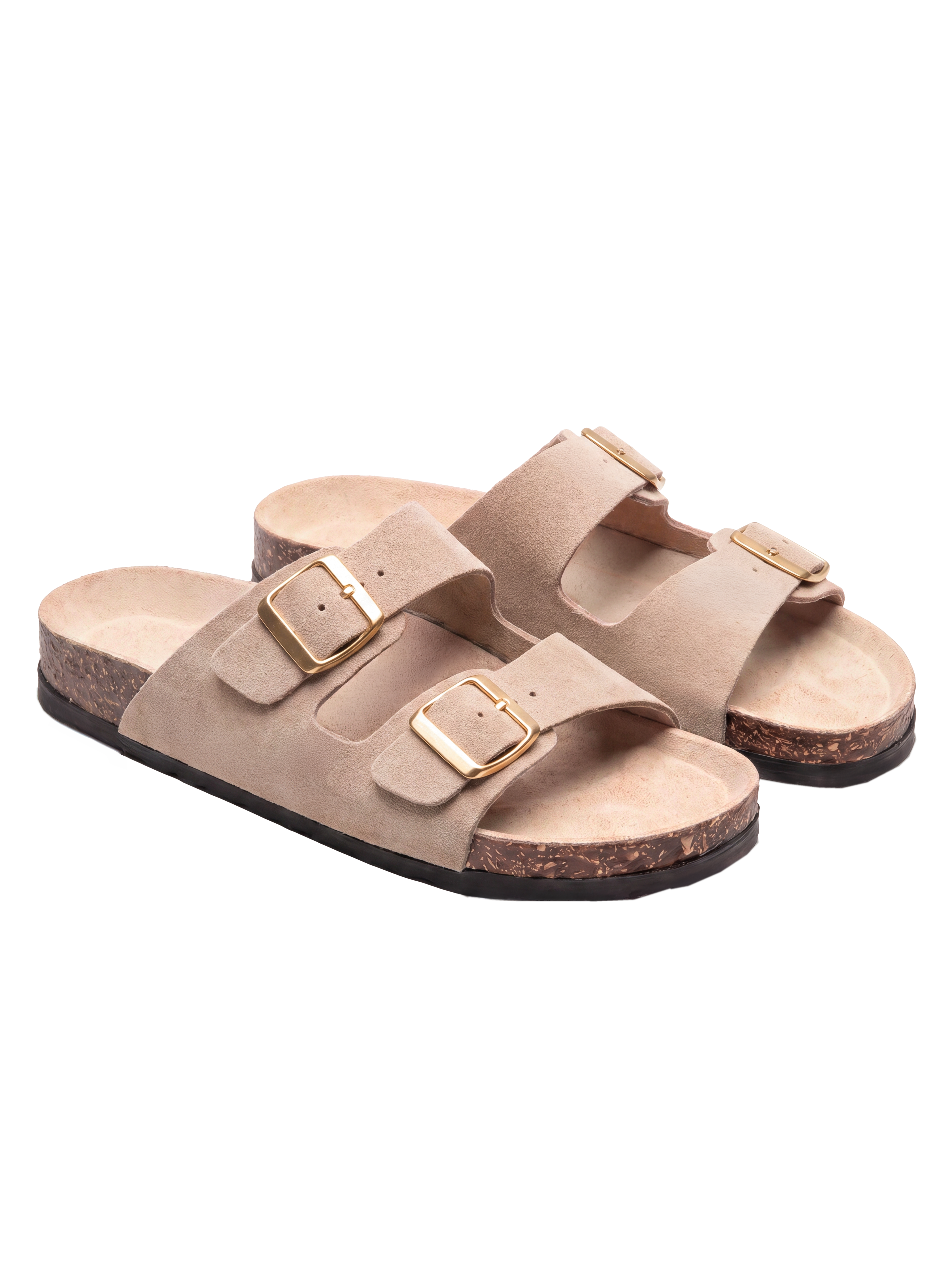 Sandales Confort Suede coloris taupe femme, vue de profil