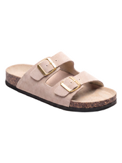 Sandales Confort Suede coloris taupe femme, vue trois-quarts