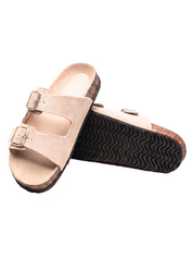 Sandales Confort Suede coloris taupe homme, vue de paire