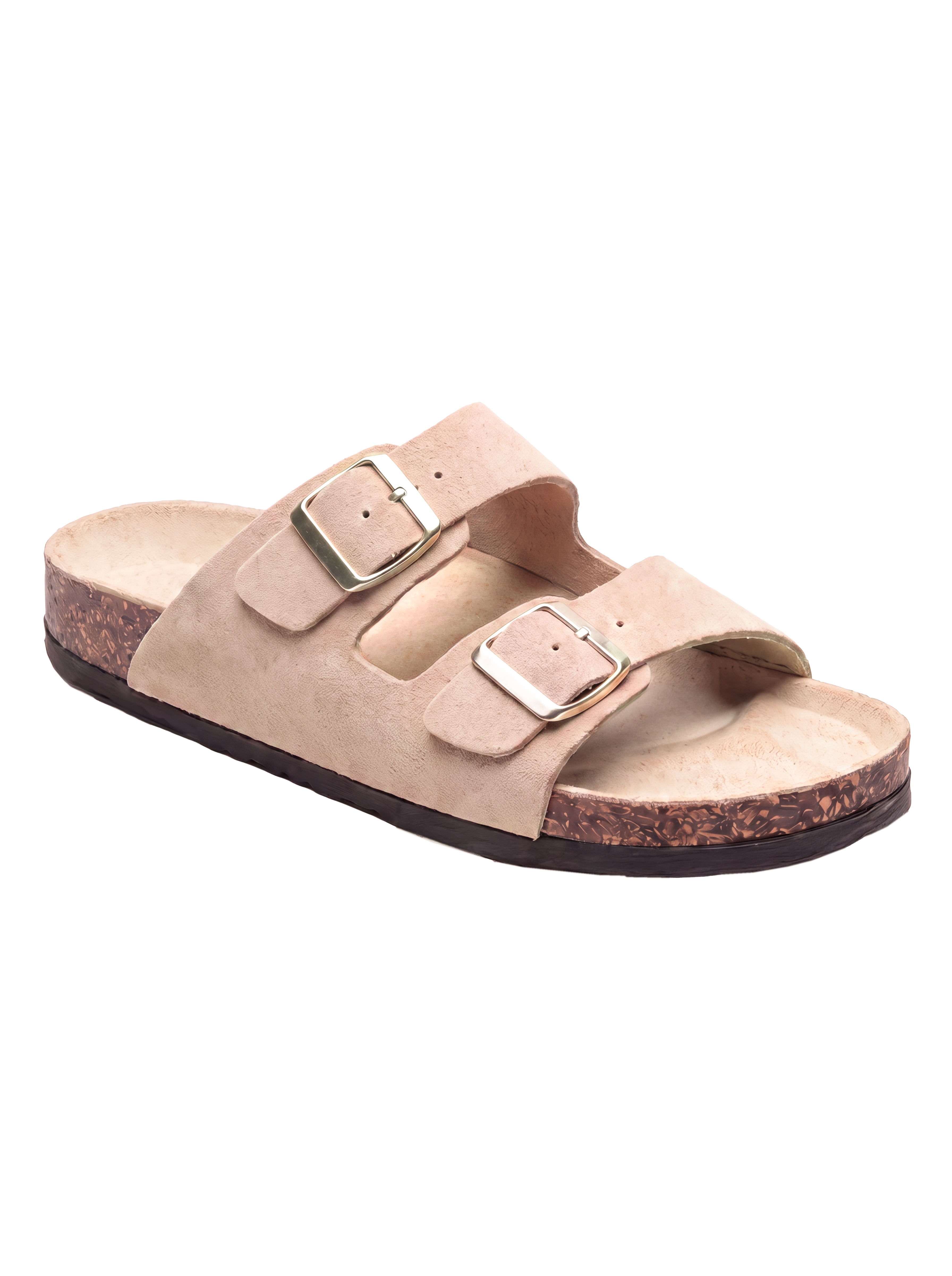 Sandales Confort Suede coloris taupe homme, vue de profil