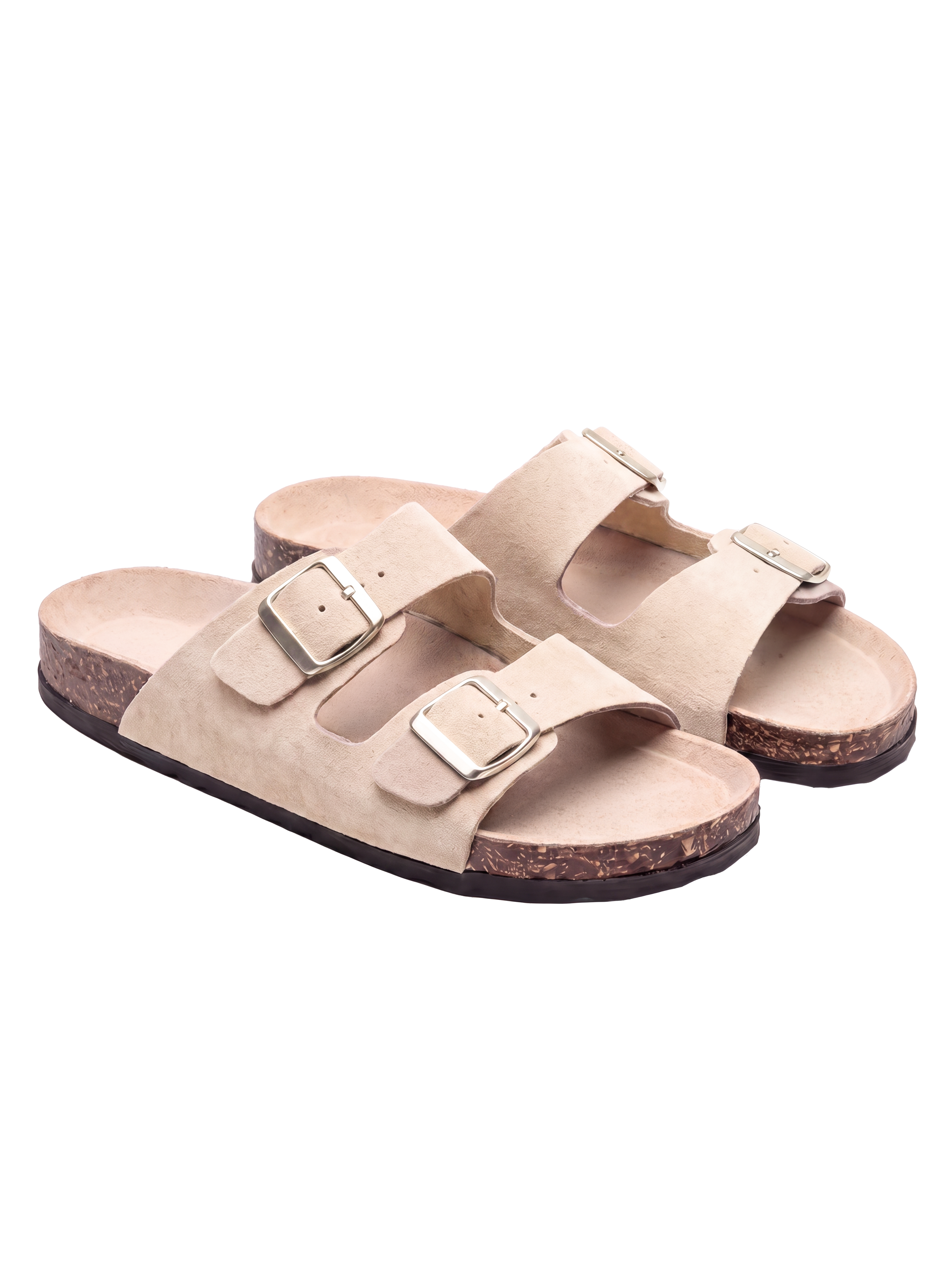 Sandales Confort Suede coloris taupe homme, vue trois-quarts