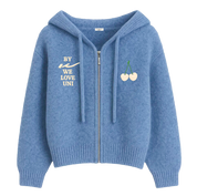 Cherry Embroidery Zip-Up